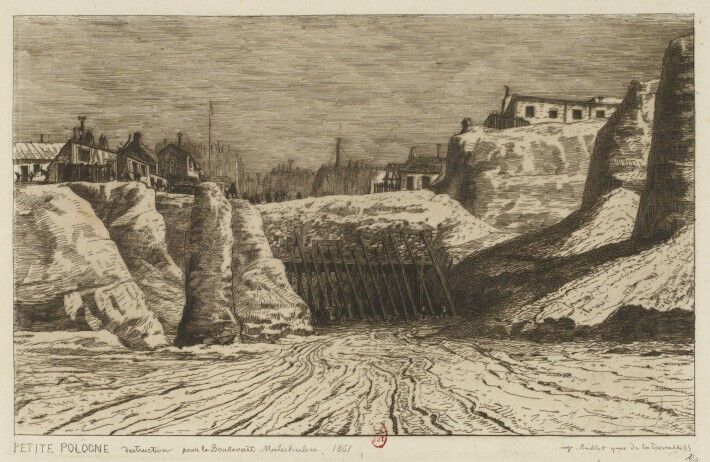 Petite-Pologne : Destruction pour le boulevard Malesherbes, 1861, eau-forte, 1862, BnF/Gallica.